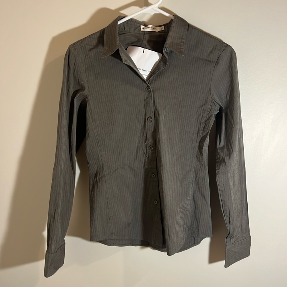 Women’s Taupe Button Down Blouse Calvin Klein Authentic